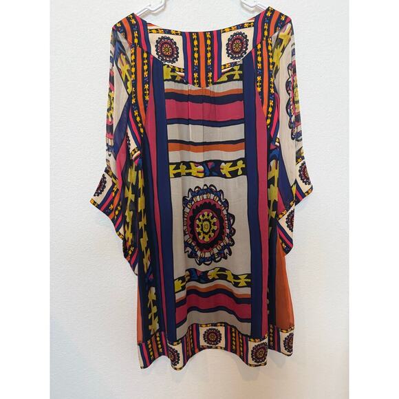 DIANE von FURSTENBERG 3/4 sleeve 100% SILK Mini Dress Mutlicolor 10 Geometric - Picture 2 of 6